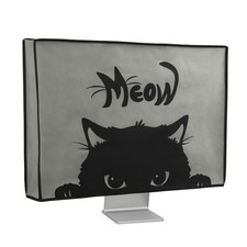 Computer Monitor Cover Compatible with 20-22" monitor - Meow Cat Grey/Black