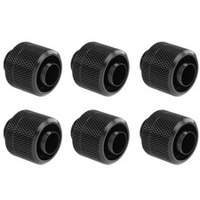 6 PCS G1/4 Soft Tube Compression Fitting 3/8ID 1/2OD Black Water Cooling Pc