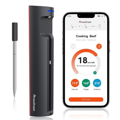 WiFi Wireless Meat Thermometer, Unlimited Range, Improved Stability, Ultra-Thin
