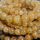 Natural Gold Rutile Quartz A Round Gemstone Bead Bracelet 7MM 8MM 9MM 12MM