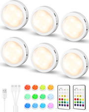 6-Pack Rechargeable Puck Lights with Remote, under Cabinet Lighting, 2.95'' Mini
