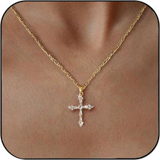 Cross Necklace for Women Trendy,Dainty 14K Gold Plated Cross Pendant Cute Choker