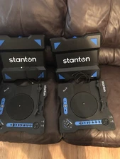 Pair Stanton STX Portable Scratch Turntables DJ Controller w/ Fader & Bluetooth