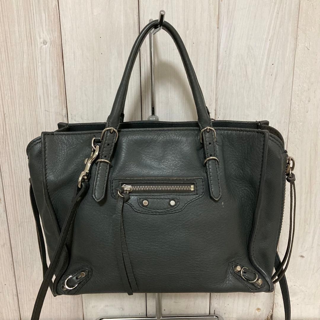 Balenciaga Shoulder Bag Leather Black Auth From Japan RA