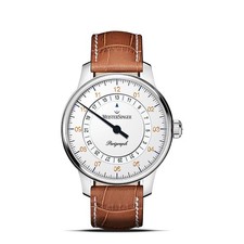 MeisterSinger Perigraph Einzeiger Herrenuhr 38 mm Automatik – Weiß BM1101G