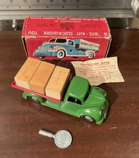 Vintage Chad Valley Wee Kin Clockwork Low Loader Toys Box Key Paper  NICE 