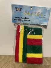 Stretch Terry Cloth Head & Wrist Band Set (Green/Yellow/Red)