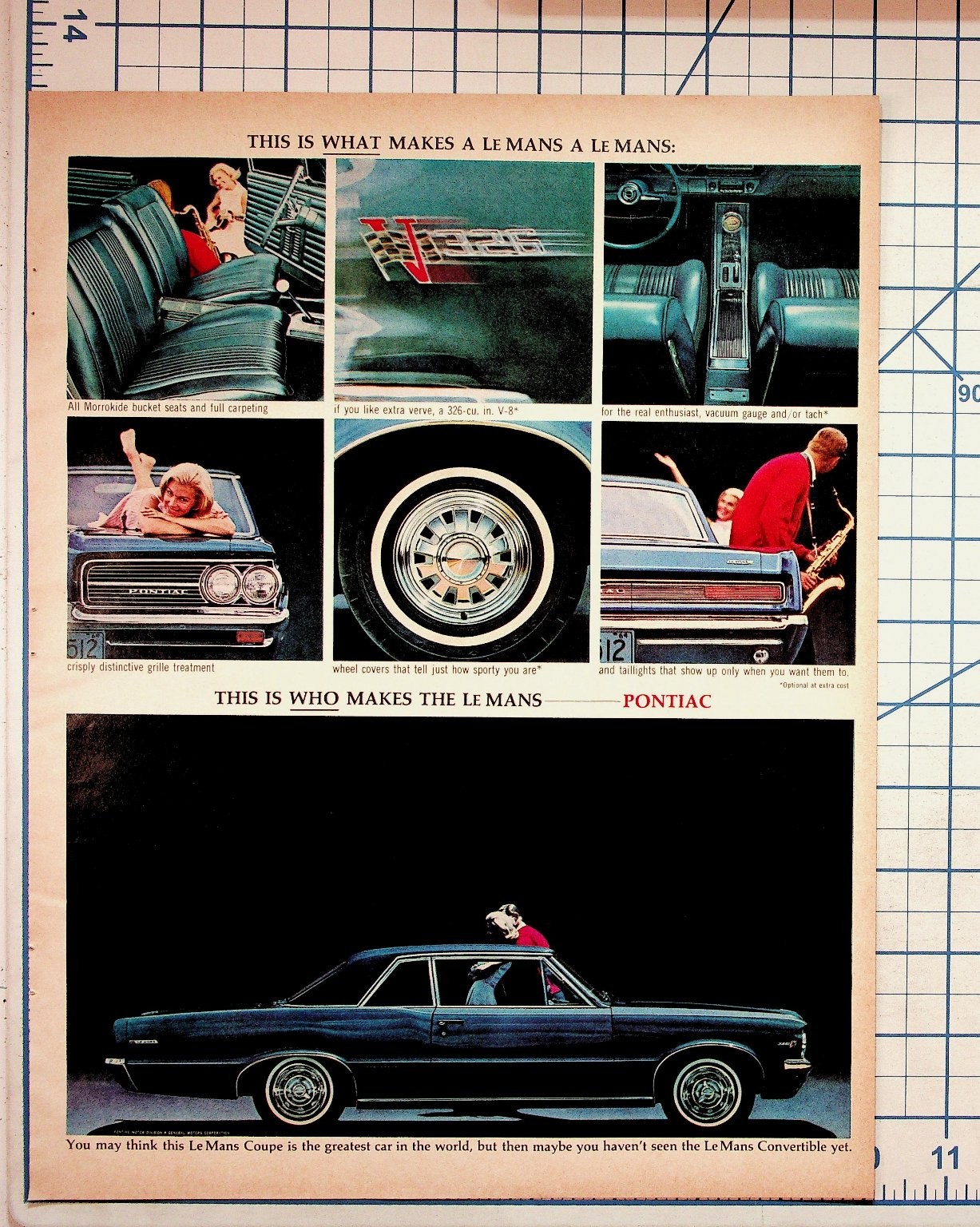 1964 Pontiac Le Mans Original Magazine Ad Classic Car V8 Coupe Vintage ...