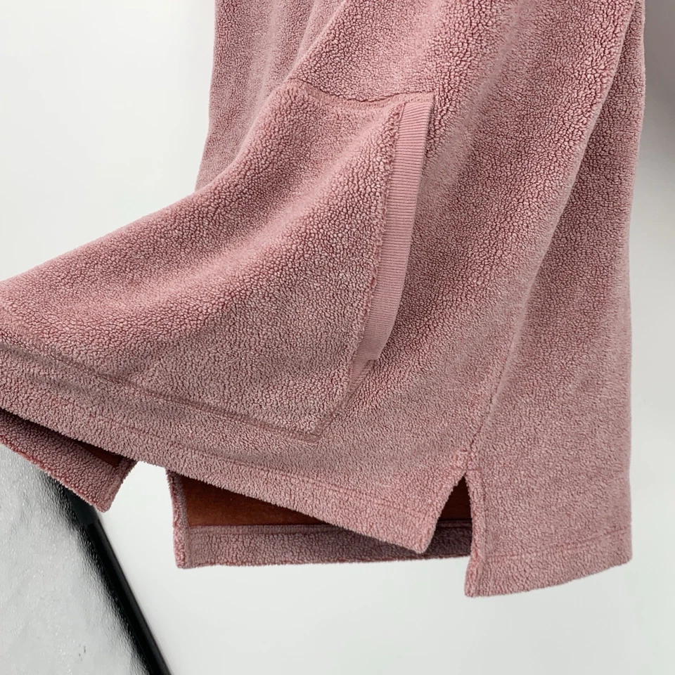 LL Bean Women Size Medium Sweatshirt Pullover Hoodie Red Sherpa Fleece Top - Image 4 of 4