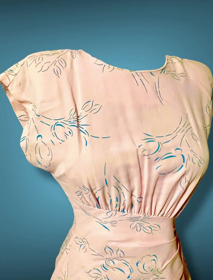 1980-е розовое и синее платье с цветочным принтом All That Jazz размер 9 - Изображение 4 из 4