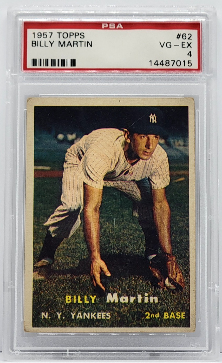1957 Topps #62 Billy Martin Card - Graded PSA 4 VG-EX, New York Yankees