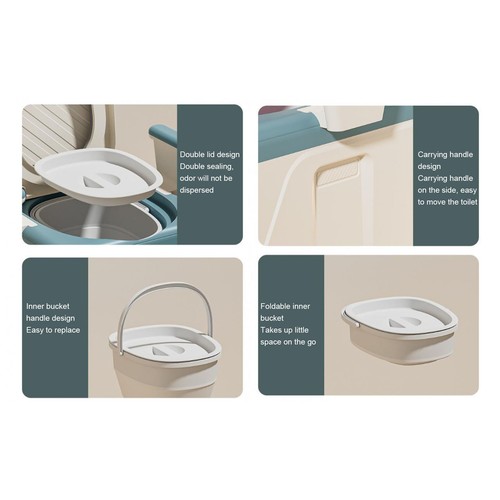 Portable Toilet Odor Proof Foldable Bedside Commode Chair With Armrests For DGD - Picture 12 of 24
