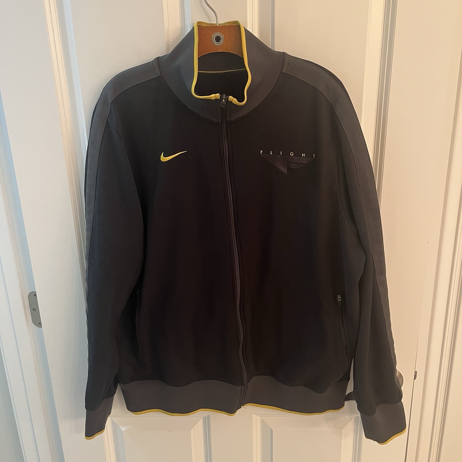 SACAI X NIKE Giacca Nike Flight Track vintage uomo XL full zip nero grigio giallo logo volo
