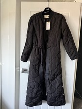 Oasis Quilted Belt Maxi Long Coat Black Size 6 New With Tag