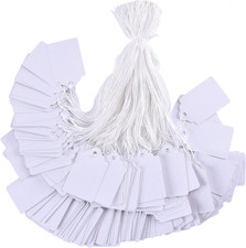 Price Tags with String Attached, 1000Pcs White Marking Merchandise Strung Tags W