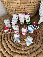 11 Hello Kitty Christmas Ornaments Miniatures Bells Mini Figures Lot
