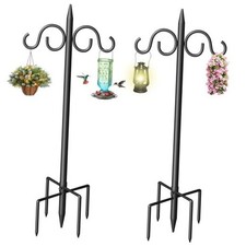 Double Shepherds Hooks for Outdoor, 76 Inch Heavy Duty Bird Feeder 76" 2 Pack