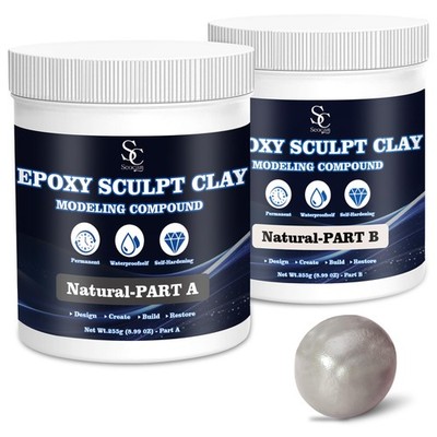 Seocam Epoxy Putty Sculpt Clay, 2 Part A & B for Sculpting, 1 Pound, Natural 