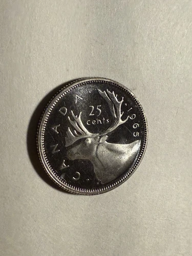 1965 Canadian Uncirculated Proof Like Silver Caribou 25 Cent No Tracking