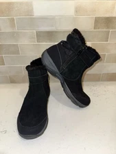 Women's Size 6.5 Easy Spirit Elk Cold Weather Black Faux Fur Trim Ankle Booties