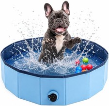 Foldable Dog Pool - Collapsible Pet Bath Tub & Wading Pool for Small Dogs, Cats