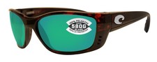 Costa Del Mar Fisch Tortoise Frame Green Mirror 580G Glass Polarized Lens
