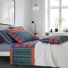 Lenzuola Matrimoniali completo in cotone GABEL Regimental blu