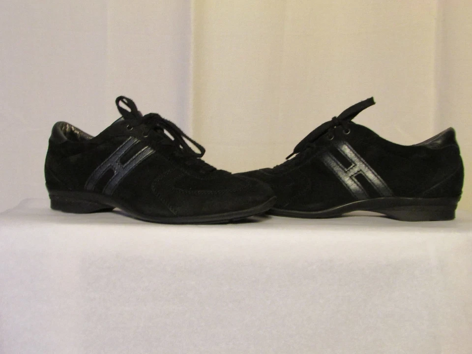 baskets HOGAN daim noir/cuir noir 36,5 italien - Photo 1/4