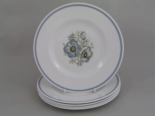 FIVE SUSIE COOPER GLEN MIST 6 5/8" SIDE PLATES, (BLUE SIGNED BACKSTAMP.)