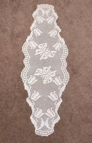 handmade crochet table runner, length 133cm, width 48cm. image 1
