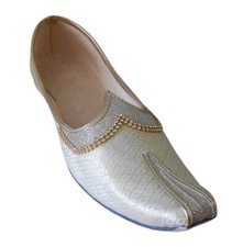Men Wedding Shoes Handmade Loafers Cream Jutties Traditional Mojaries US 6