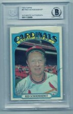 1972 TOPPS RED SCHOENDIENST CARDINALS VINTAGE SIGNED CARD BECKETT AUTHENTIC AUTO