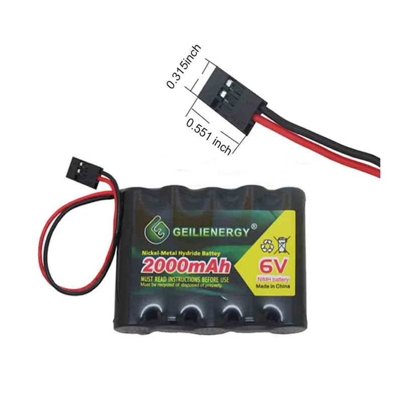 Paquetes de baterías NiMH RX de 2 V 2000 mAh conector Hitec para aviones de radiocontrol pestaña EE. UU. Foto 3 de 4