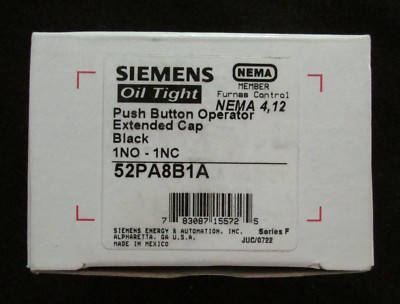 SIEMENS FURNAS 52PA8B1A Extended BLACK Push Button 1 NO 1 NC Contact Block