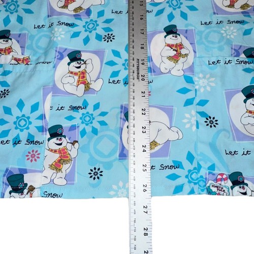 Frosty Snowman Let It Snow Scrub Top Medium Womens 2 Pocket AOP Medical Cartoon - Picture 3 of 10