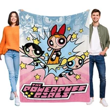 The Powerpuff Girls Blanket Flannel Throw for Bed Sofa Birthday Gift for Girls