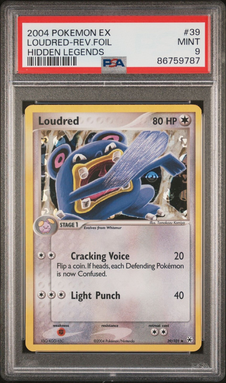 Pokemon PSA 9 MINT Loudred 39/101 EX Hidden Legends Reverse Holofoil 2004 Foil