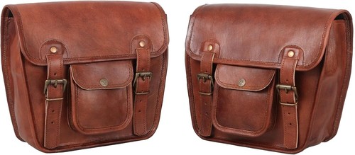 Handmade Leather Motorcycle Pannier Bag Motorcycle Storage Pouch Side Saddle Bag - Picture 11 of 24