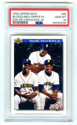 KEN GRIFFEY JR.&FAMILY~1992 UPPER DECK BLOODLINES PSA-10 GEM-MT CARD#85~NEW CASE