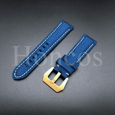 24 26 MM Nylon Canvas leather watch BL/W strap Band Gold Buckle Fits For Invicta