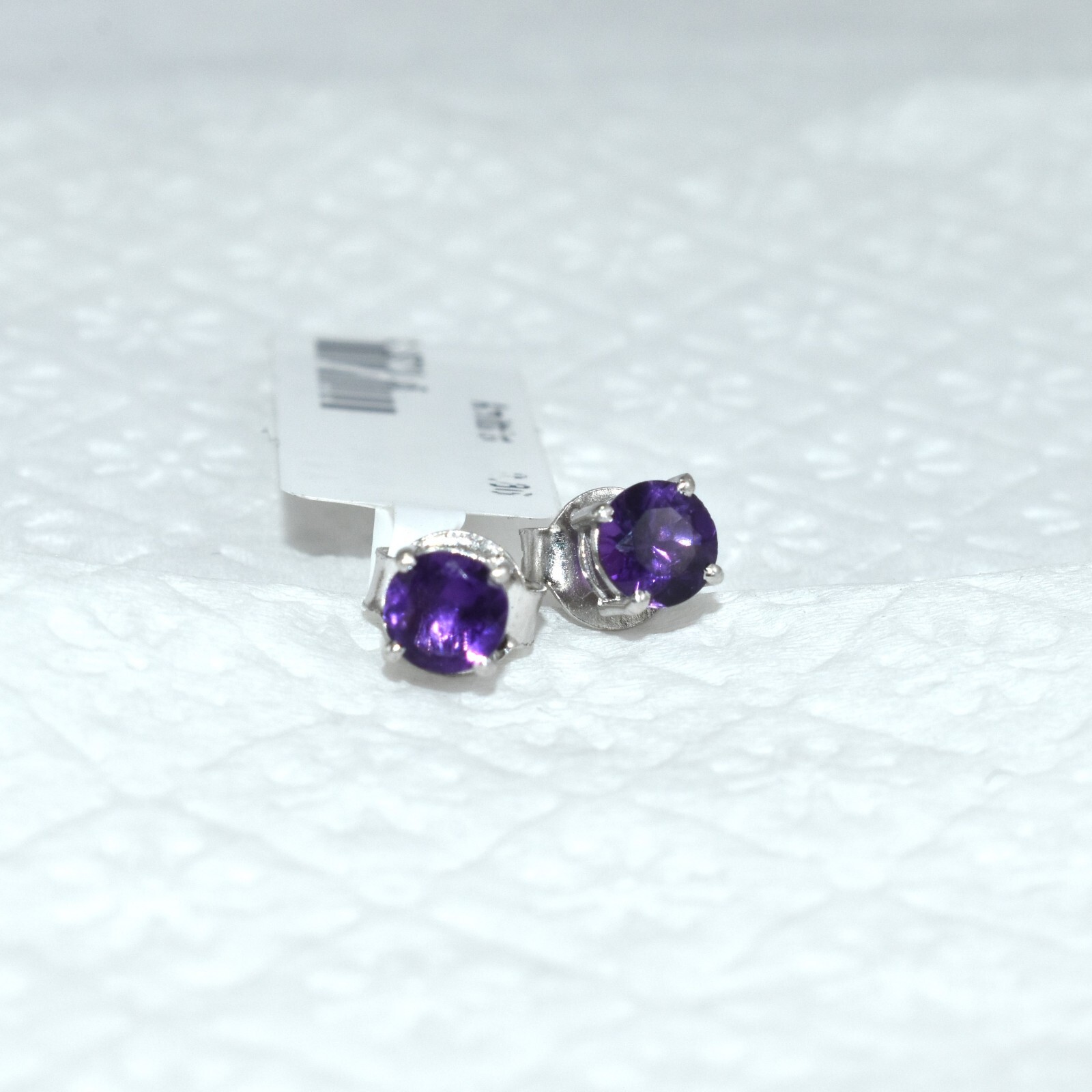 Natural Amethyst Stud Earrings in 925 Sterling Silver