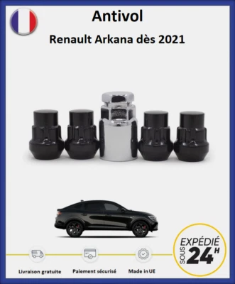 BIMECC Ecrous antivol de roues noir Renault Arkana dès 2021