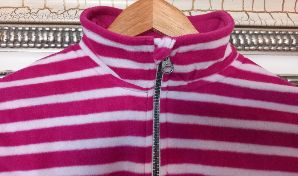 New GAP Ladies Smart Pink White Striped Very Lightweight Long Sleeve Fleece UK L - Image 4 of 4
