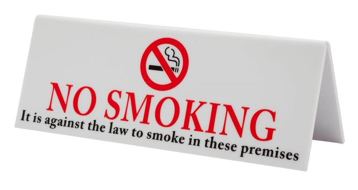 No Smoking Sign Table Signs White Plastic Cafes Restaurants Table Top Tent Signs