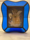 VTG Table Clock "Tiffany" Inspired Genuine Stained Glass Brass Angel Key Lock