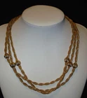 Vintage Gold Tone Double 2 Strand Twisted Rope 55 ½” Costume Jewelry Necklace