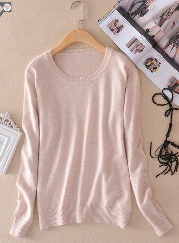 Women's V-neck Cashmere Blend Sweater Crewneck Knitted Sweaters Winter Warm Top - Picture 13 of 24