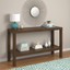 console table open storage top and bottom shelf canyon walnut entryway furniture