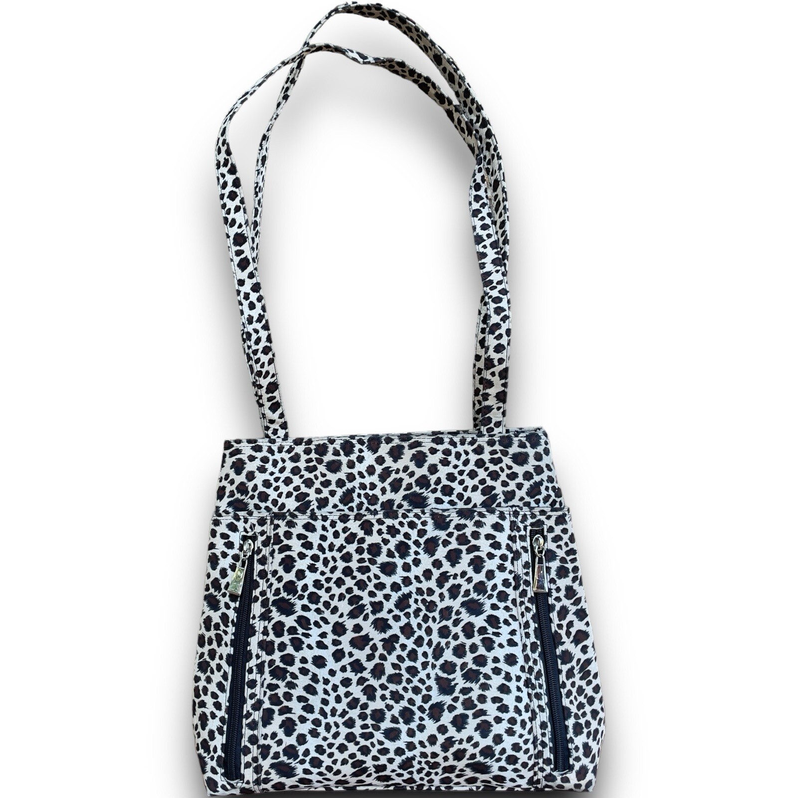 Cheetah Print Y2K Nylon Shoulder Bag with Zipper and Multi Pockets