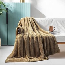Plush Fuzzy Fleece Throw Blanket Extra Large, Super Soft, 50X70 IN Brown